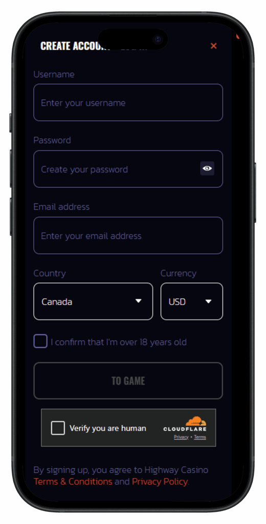 Highway Casino Registration