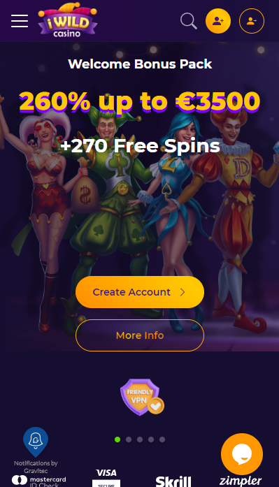 iWild Casino mobile version